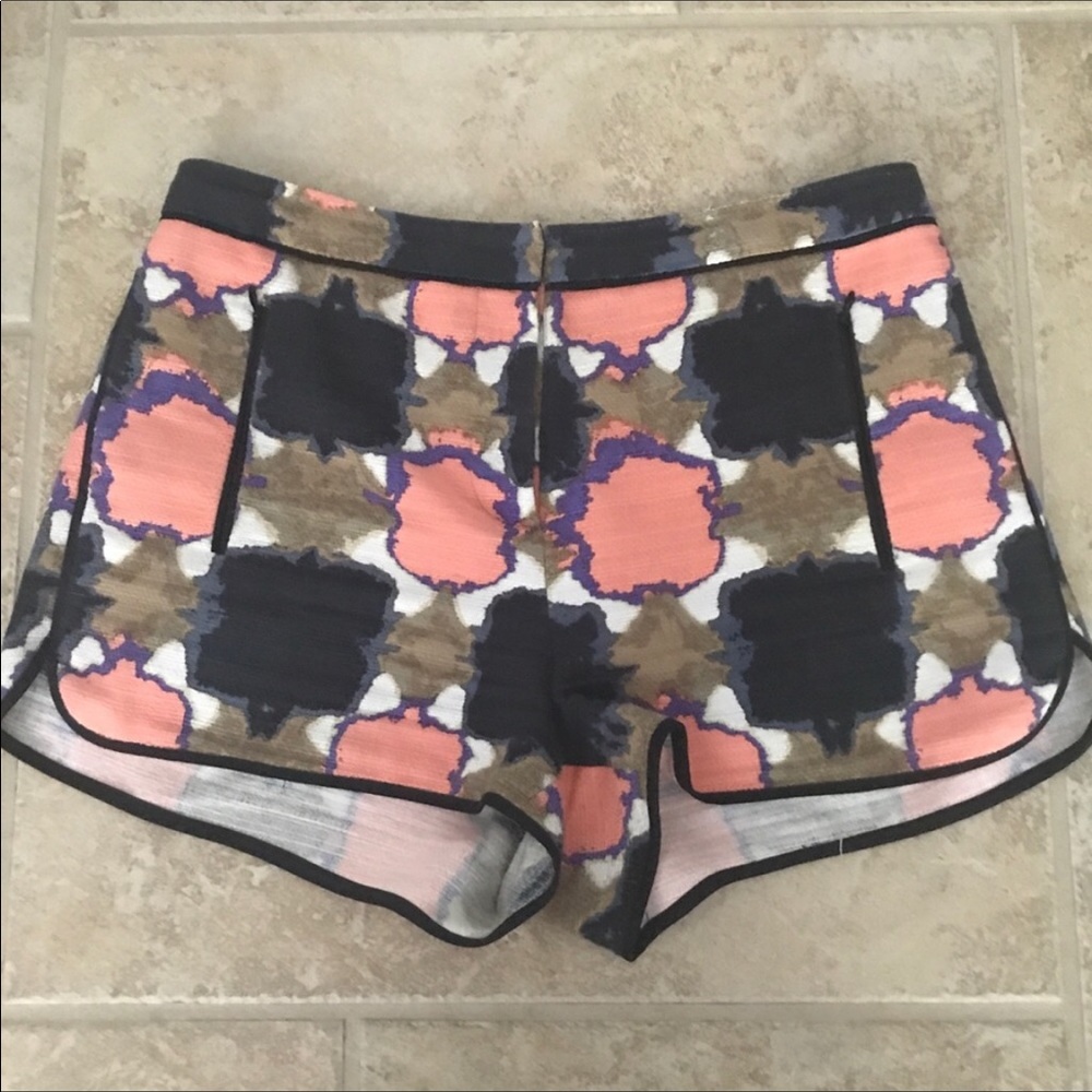Tibi Textured Watercolor Cotton Shorts Pink Black